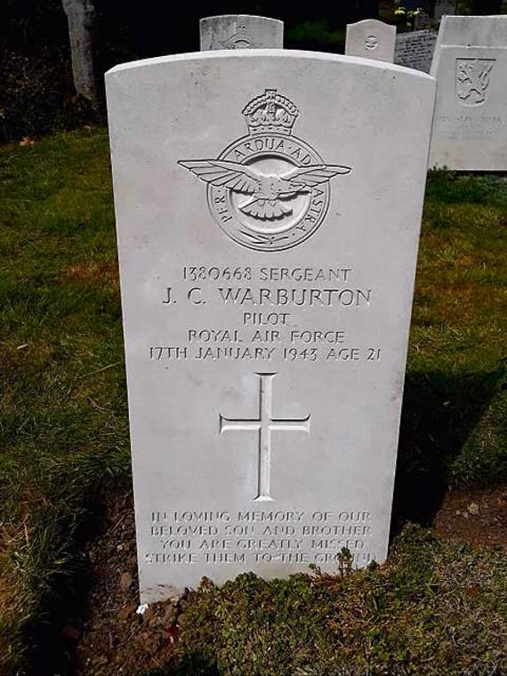The headstone of Jack Warburton, placed just last month.