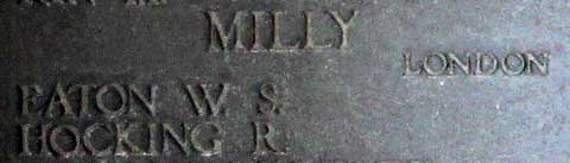 The Milly Tower Hill memorial with the names of both men who died.
