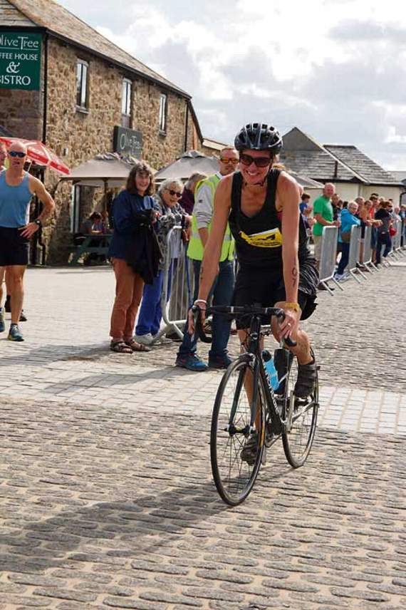 Marhamchurch’s Rosie Searle completes the 30km cycle. Pictures:?Paul Hamlyn