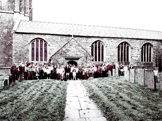 The ramblers met outside St James' Church in Kilkhampton ready to walk to raise money for Children in Need.