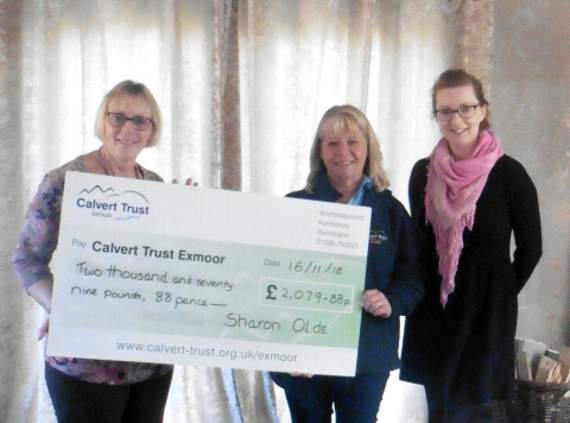 Sharon Olde (left) has passed the proceeds on to the Calvert Trust