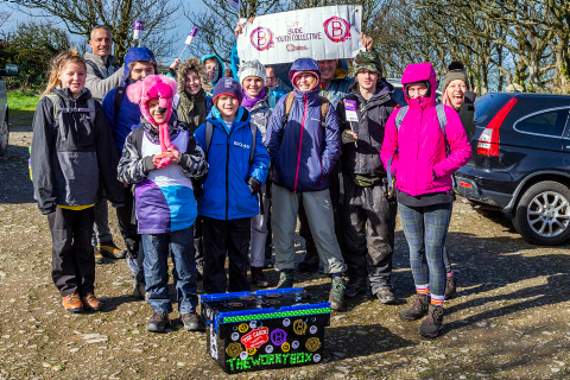 Blend Bude Youth Collective with their box of worries before setting off on their ‘worry walk’.