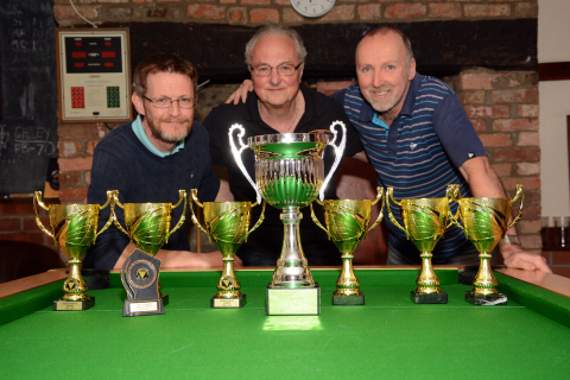 Division One side Union Inn were the winners of the Consolation Cup. They beat Holsworthy Social B, White Hart B and Junction Inn 3-2 in their final three matches to win the title. Pictured from left: Jon Greenwood, Ian Oliver and Ian Sexton. Missing from picture: Lee Barker, A Hearn and Stuart Hearn.
