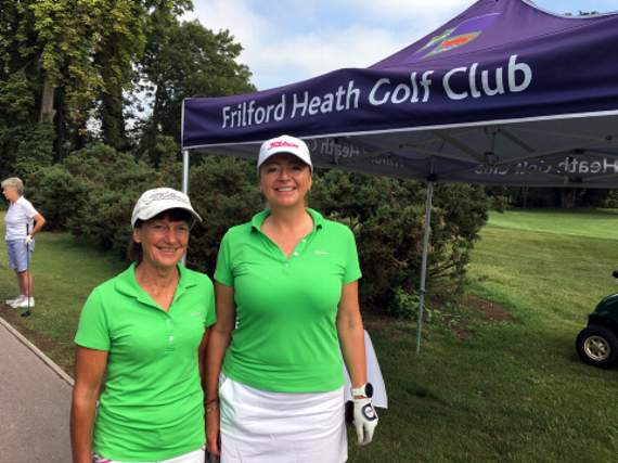 Collette Burgess (left) and Hana Dabrowski were all smiles after winning the Coronation Foursomes regional final at Frilford Heath Golf Club, Oxfordshire on Tuesday, July 23.