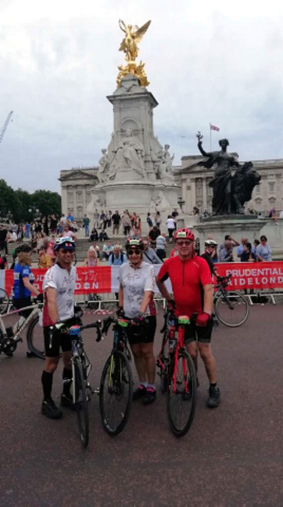 The three participants from the Post area before they set off on the London-Surrey 100 ride.