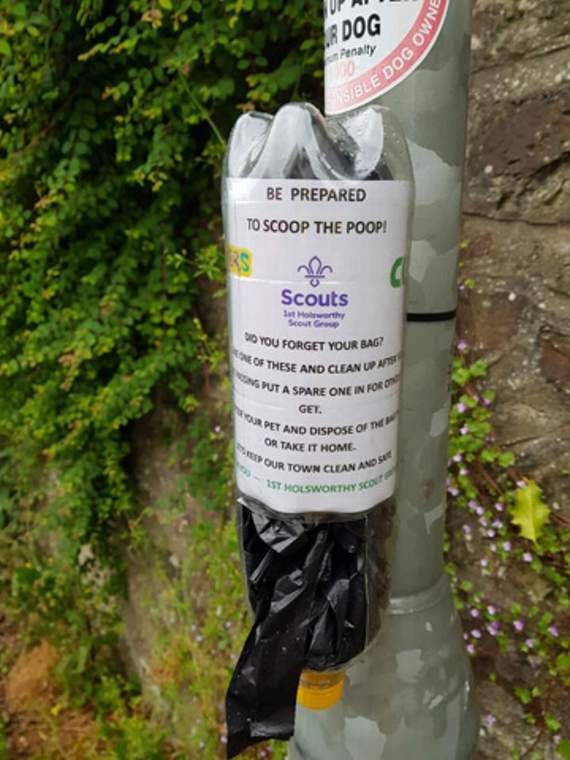 The dispensers are positioned in dog walking areas around Holsworthy.