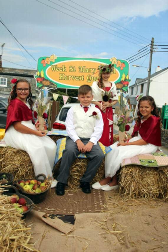 Week St Mary Revel’s harvest royalty — harvest queen Mia Luxton, attendant Tori Horrell, page boy Zac Horrell and attendant, Nieve Booker.