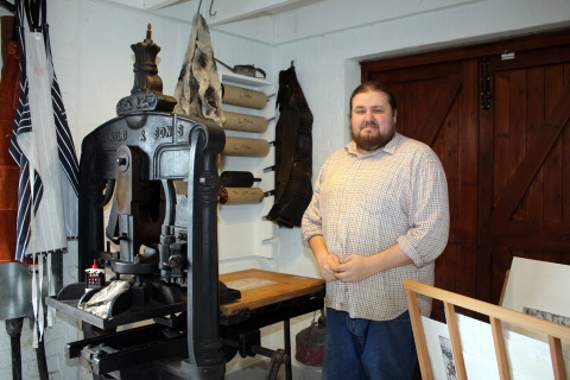 From Arcane Studios, Ian Steadman is pictured with an Albion Press.