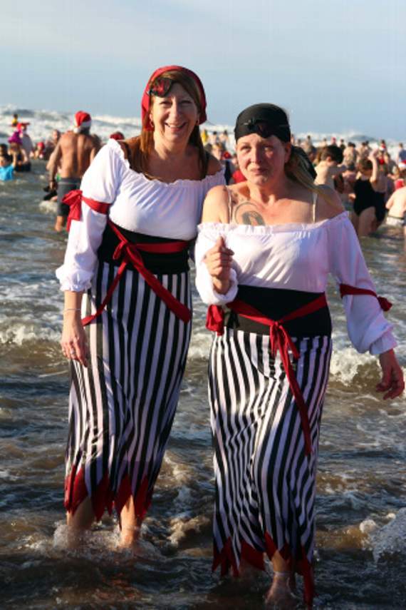 Mary Beech and Tracey Kilbane from Bude dressed as pirates.