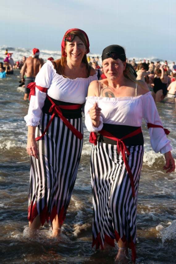 Mary Beech and Tracey Kilbane from Bude dressed as pirates.