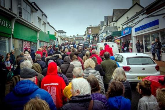 Hundreds paid their respects to Margaret, as she was carried on her final journey through Bude.
