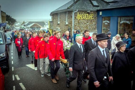 Hundreds paid their respects to Margaret, as she was carried on her final journey through Bude. Pictures: Bob Willingham