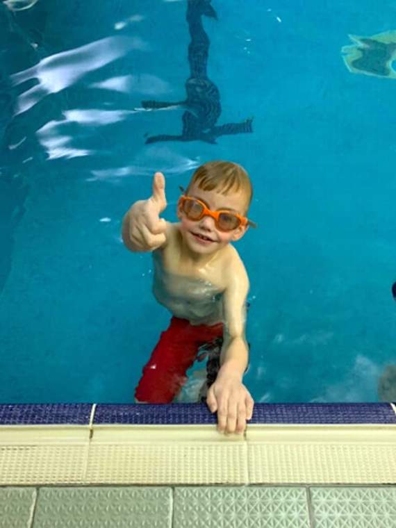 Freddie in the pool during his big swim!