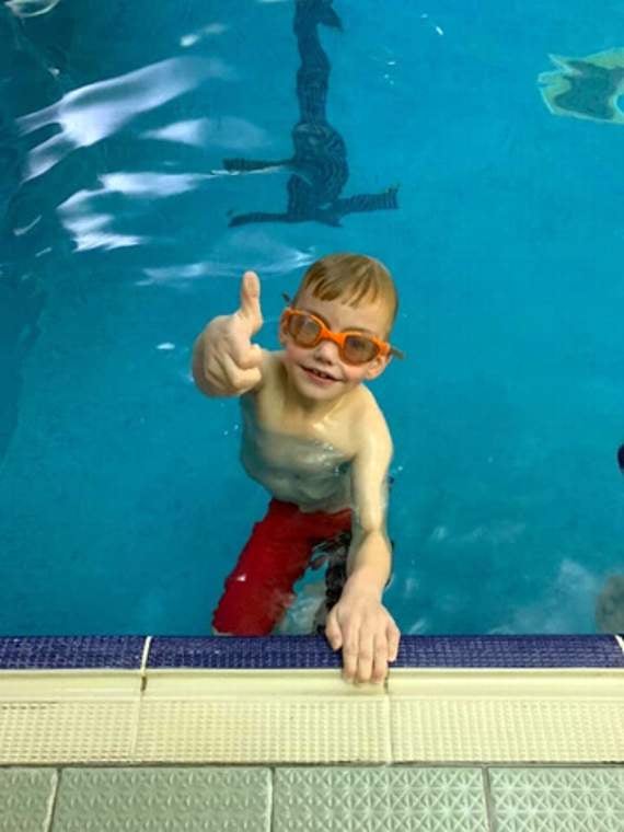 Freddie in the pool during his big swim!