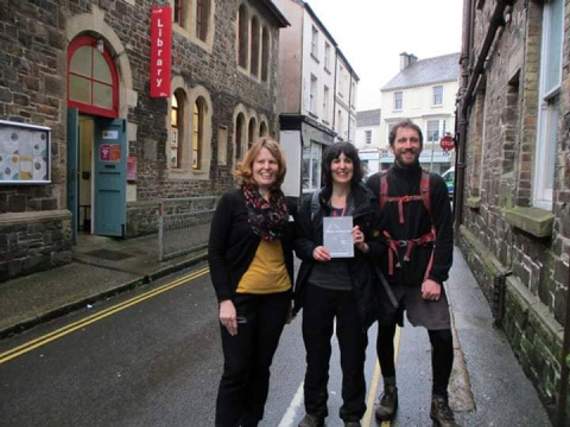Carole Cornwall Okehampton Library supervisor, Mary Weblin Holsworthy Library supervisor and her brother David Myers.