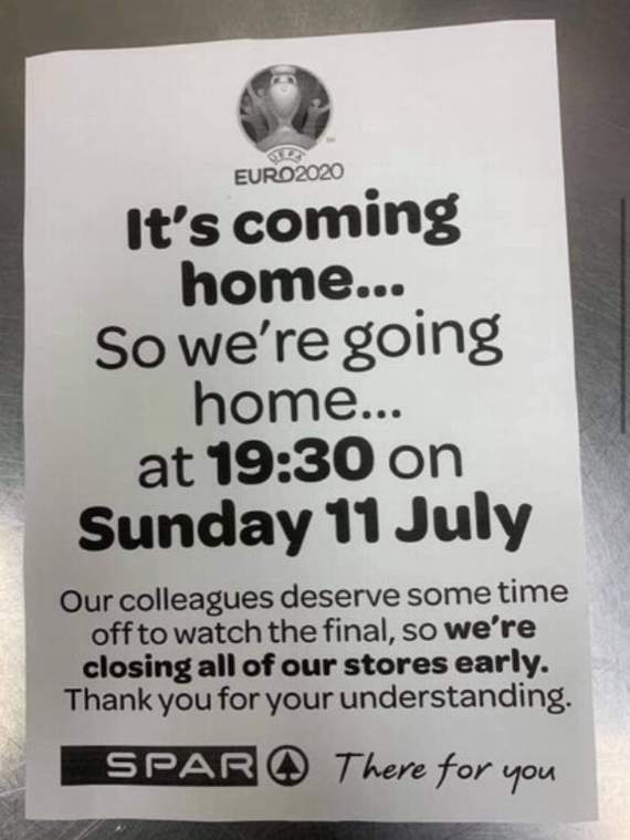 A flyer in the window of a Spar shop in Cornwall