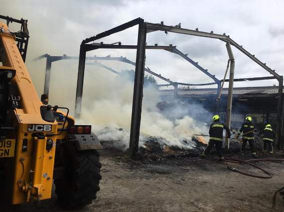 Crew from Chagford Fire Station providing relief cover at the barn fire in Holsworthy. Picture Chagford Fire Station