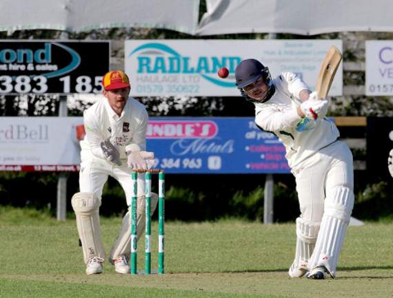 Callington batsman Kian Burns looks to drive against Penzance on Saturday. Pictures: Glen Rogers
