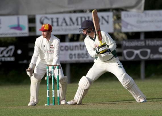 Callington batsman Ollie Allsop looks to force the ball through the off-side