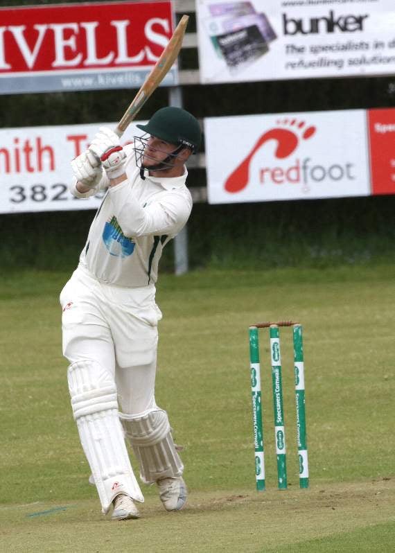 Luke Brenton depositing the ball over the leg-side against Paignton.