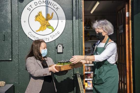 Tracey helping out at the St Dominick Community Shop