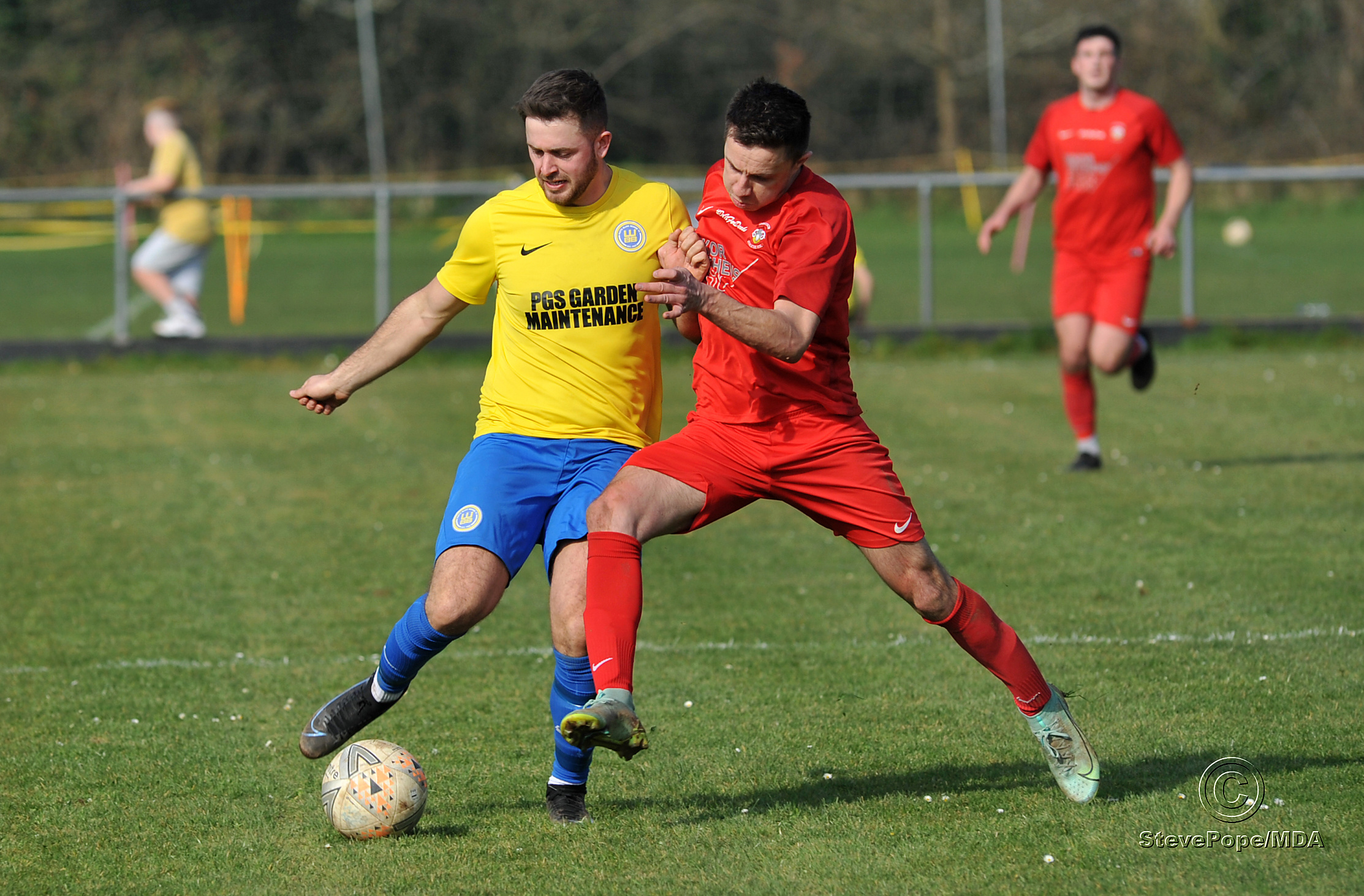 Action from Kingsteignton Athletic’s 3-0 win over Watts Blake Bearne in Saturday’s Herald Cup quarter-final.
