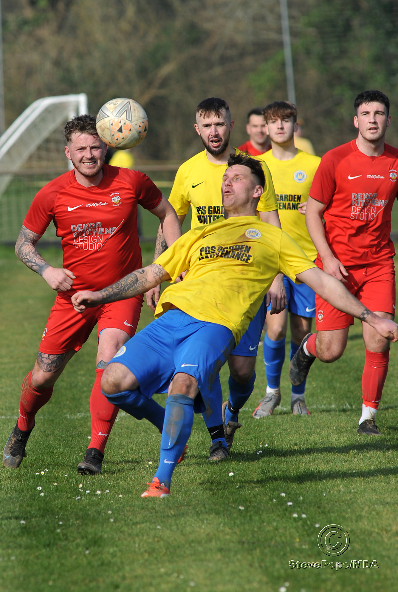 Action from Kingsteignton Athletic’s 3-0 win over Watts Blake Bearne in Saturday’s Herald Cup quarter-final.