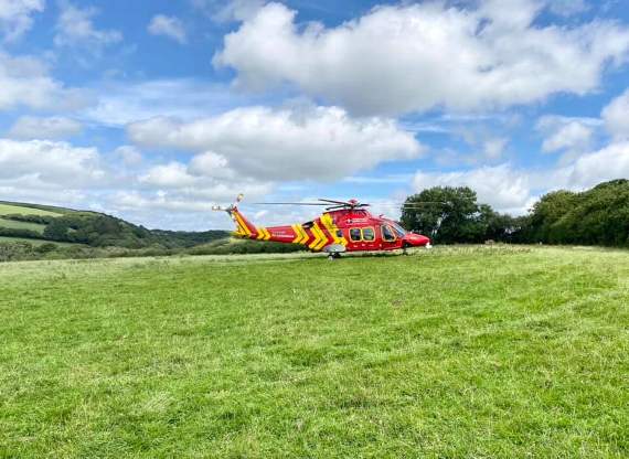 The air ambulance was in attendance and took the woman to hospital. Picture courtesy of Bodmin Police