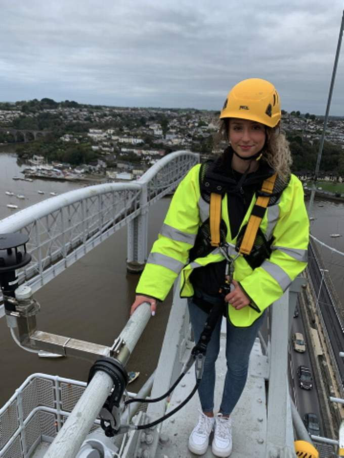 Post reporter Scarlett Hills-Brooks on top of the bridge