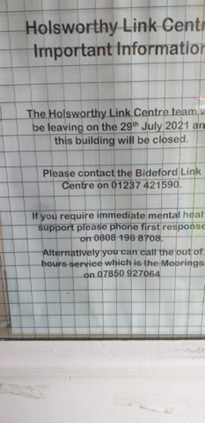 A sign posted on windows at Holsworthy Link Centre. Picture: Rob Laroche