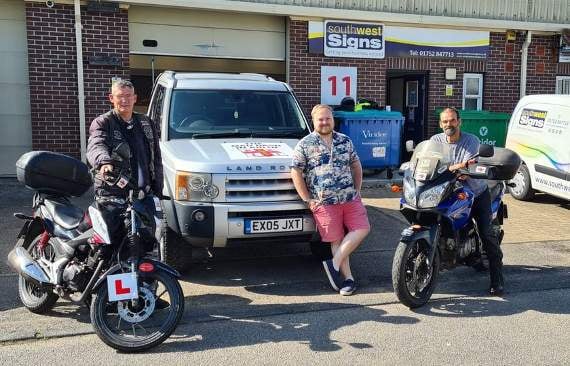 STUART and Paul with their support crew Mike Herron