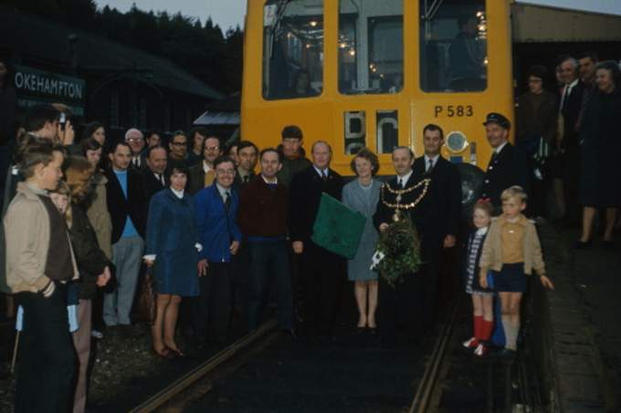 Pictured in 1972 members with the last train to Okehampton