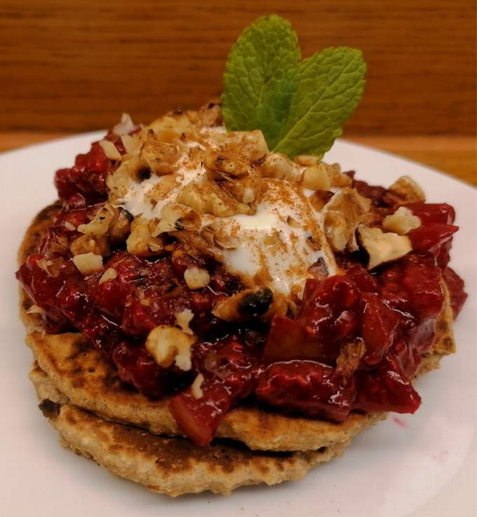 How Heart Research UK's 'Healthy Heart Tip' Oat pancakes with raspberry and pear compote and toasted walnuts should look after their recipe has been followed.