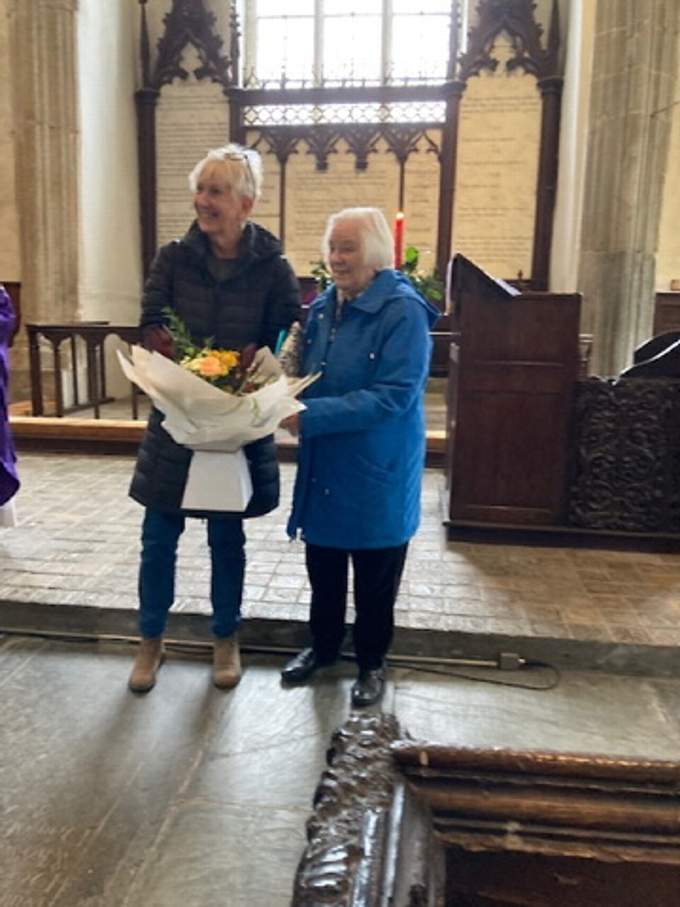 Mrs Lilian Quinn received a Lectionary and a photograph album as thanks for almost 50 years of dedication to St Swithin’s Church