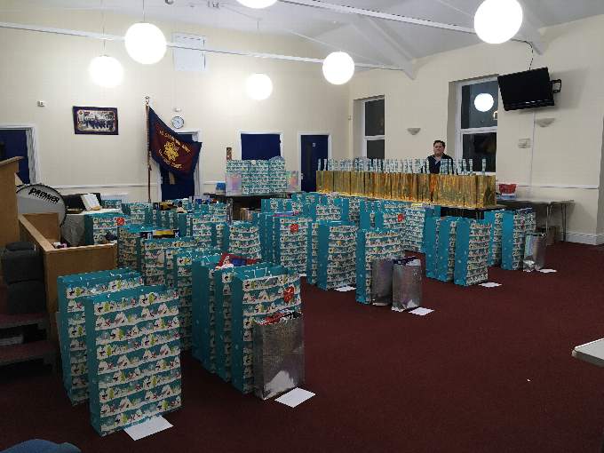 Presents from the 2020 appeal lined up and ready to be delivered. Last year the appeal provided gifts for 130 children in Liskeard and surrounding villages
