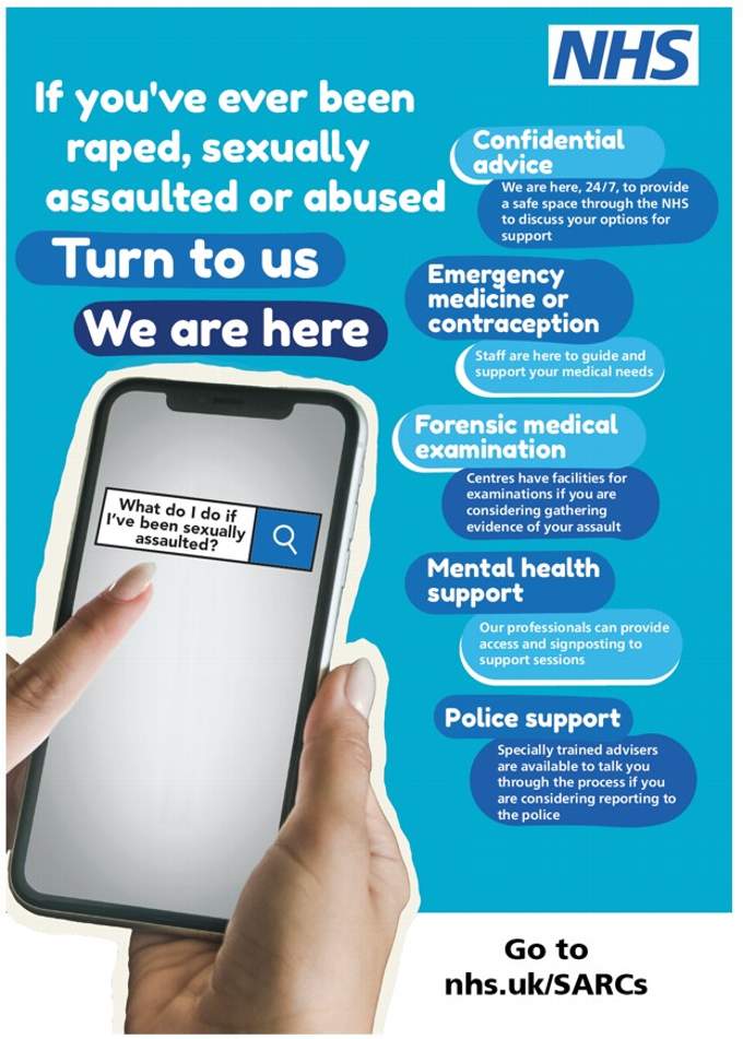 An NHS graphic designed in conjunction with the campaign and with the aim of directing victims of sexual assault and abuse to where they can find help.