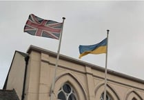 Liskeard flies the Ukrainian flag as the Mayor speaks against the war's tragic violence
