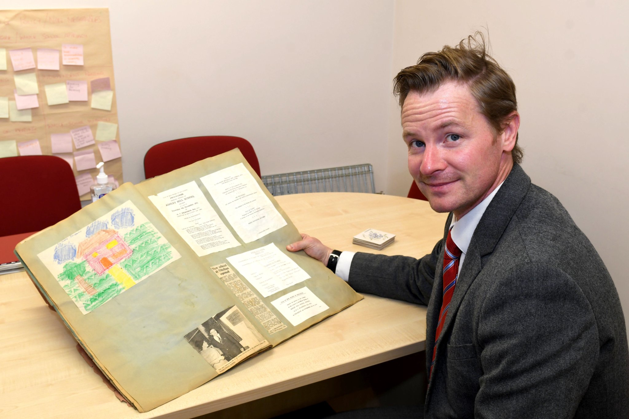 Ashley Hill primary school in Onchan is celebrating its 50th anniversary - head teacher Peter Lewis with a scrapbook of clippings and events from the school’s first year