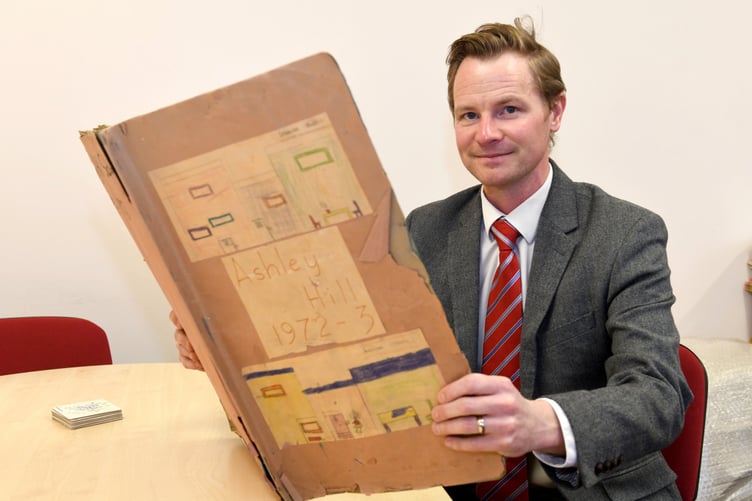 Ashley Hill primary school in Onchan is celebrating its 50th anniversary - head teacher Peter Lewis with a scrapbook of clippings and events from the school’s first year