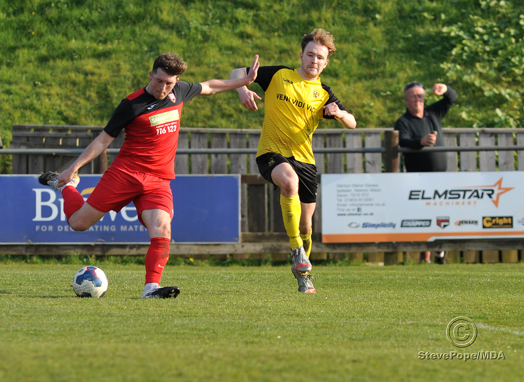 Action from Buckland Athletic Reserves’ 2-1 win at home to Plymstock United in the Devon Football League South & West division on Saturday.
