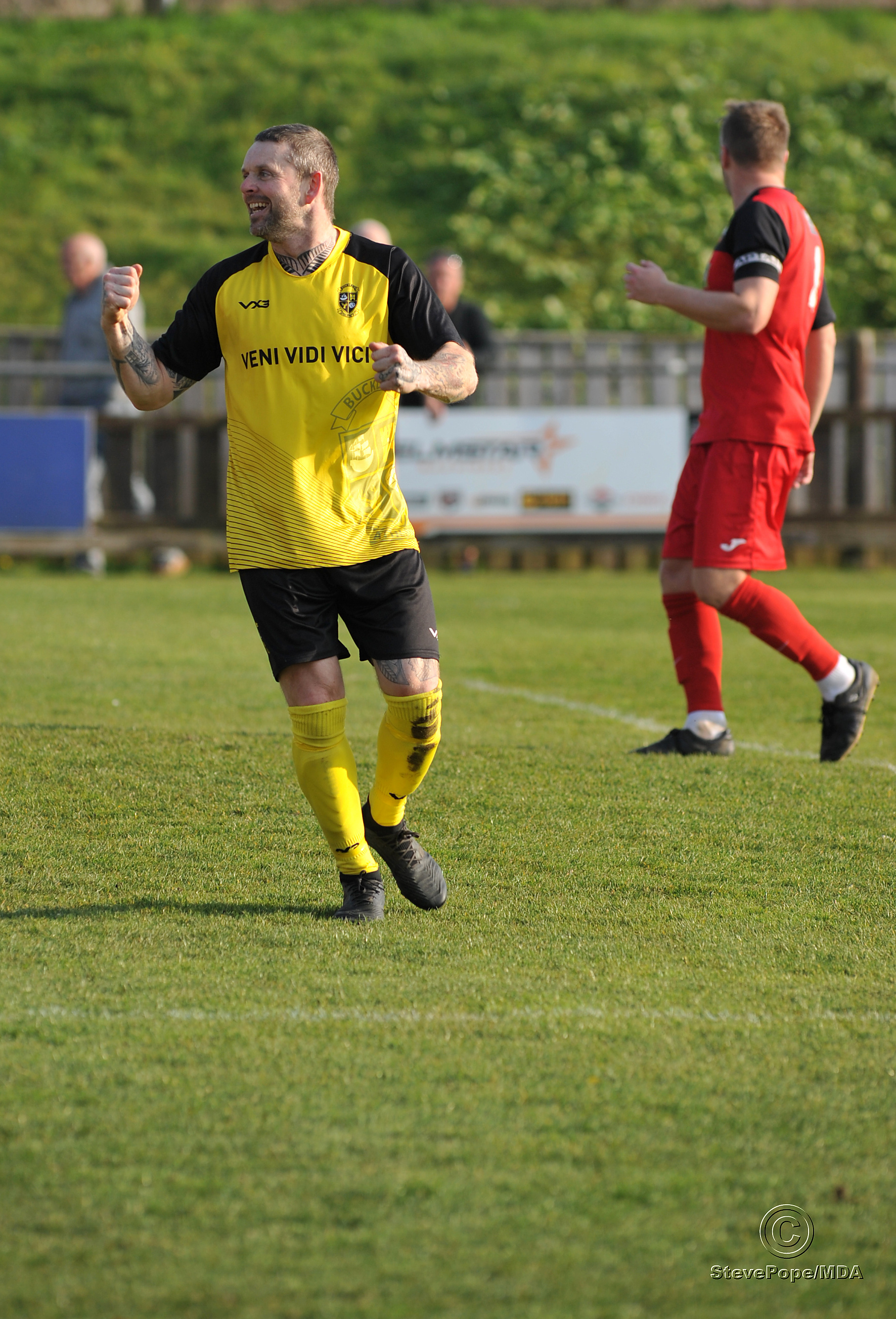 Action from Buckland Athletic Reserves’ 2-1 win at home to Plymstock United in the Devon Football League South & West division on Saturday.