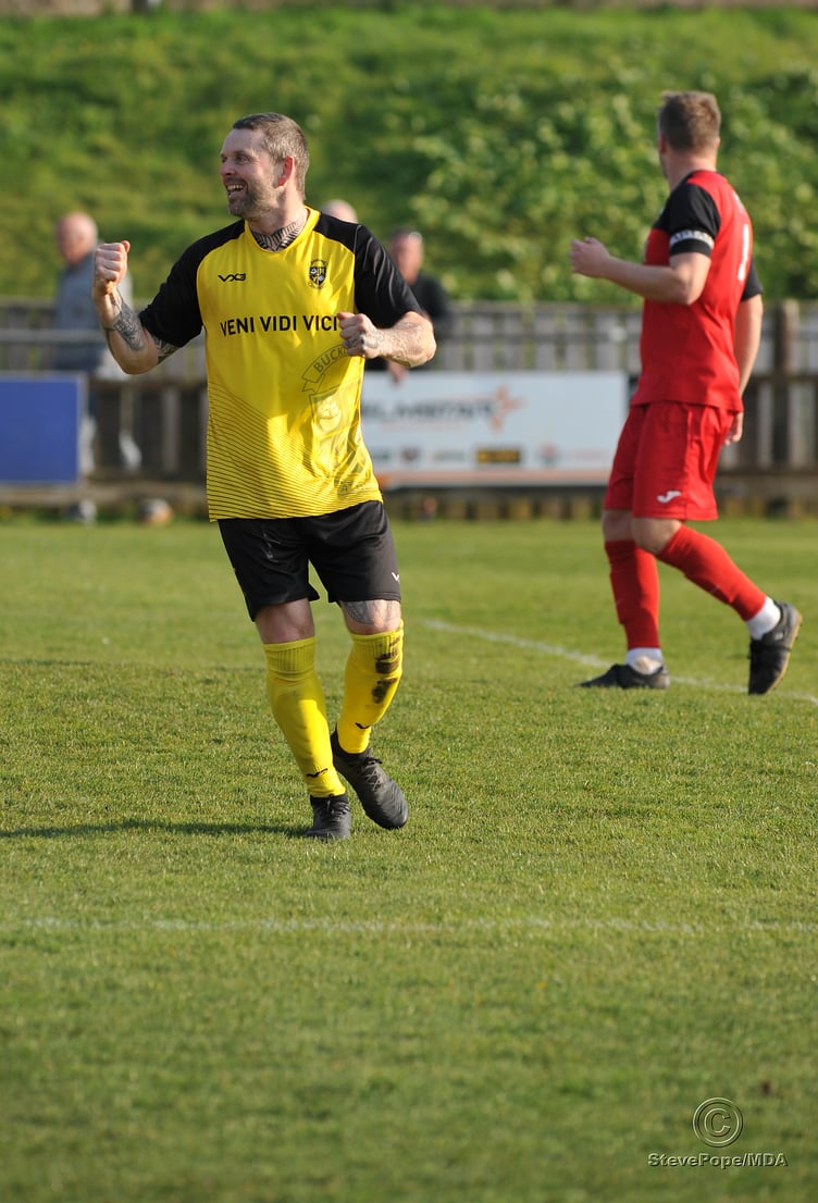 Action from Buckland Athletic Reserves’ 2-1 win at home to Plymstock United in the Devon Football League South & West division on Saturday.