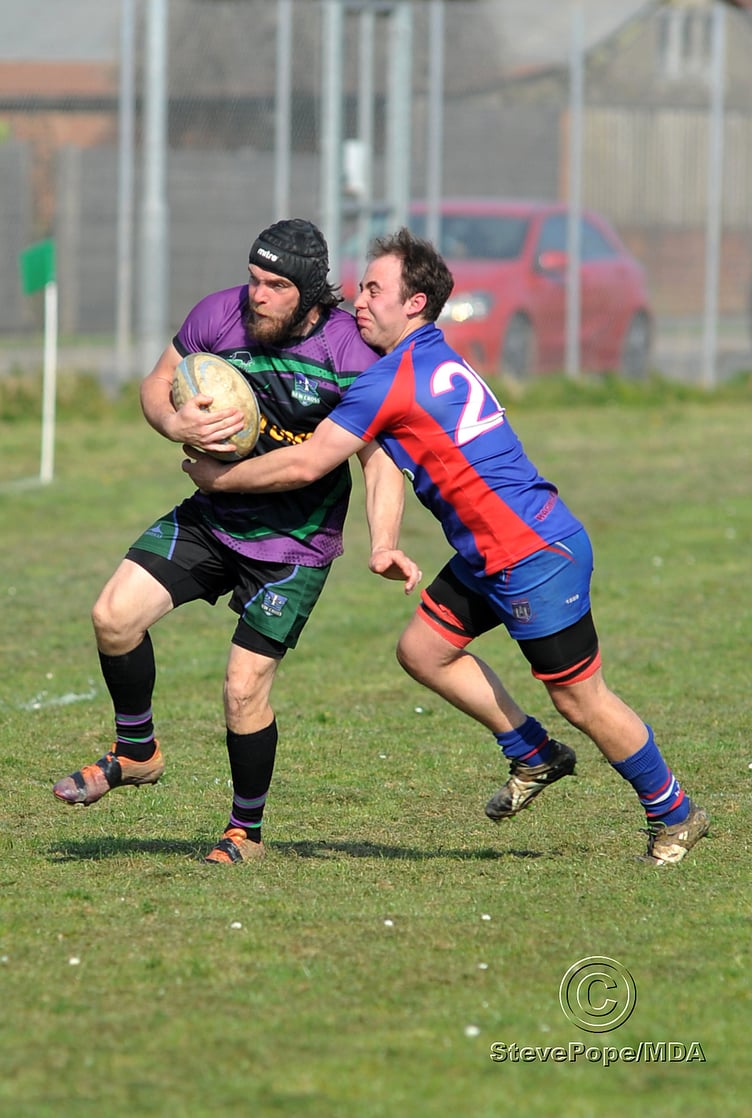 Action from the match between New Cross and Totnes on Saturday – which ended in a shock 21-19 win for the South Hams side.