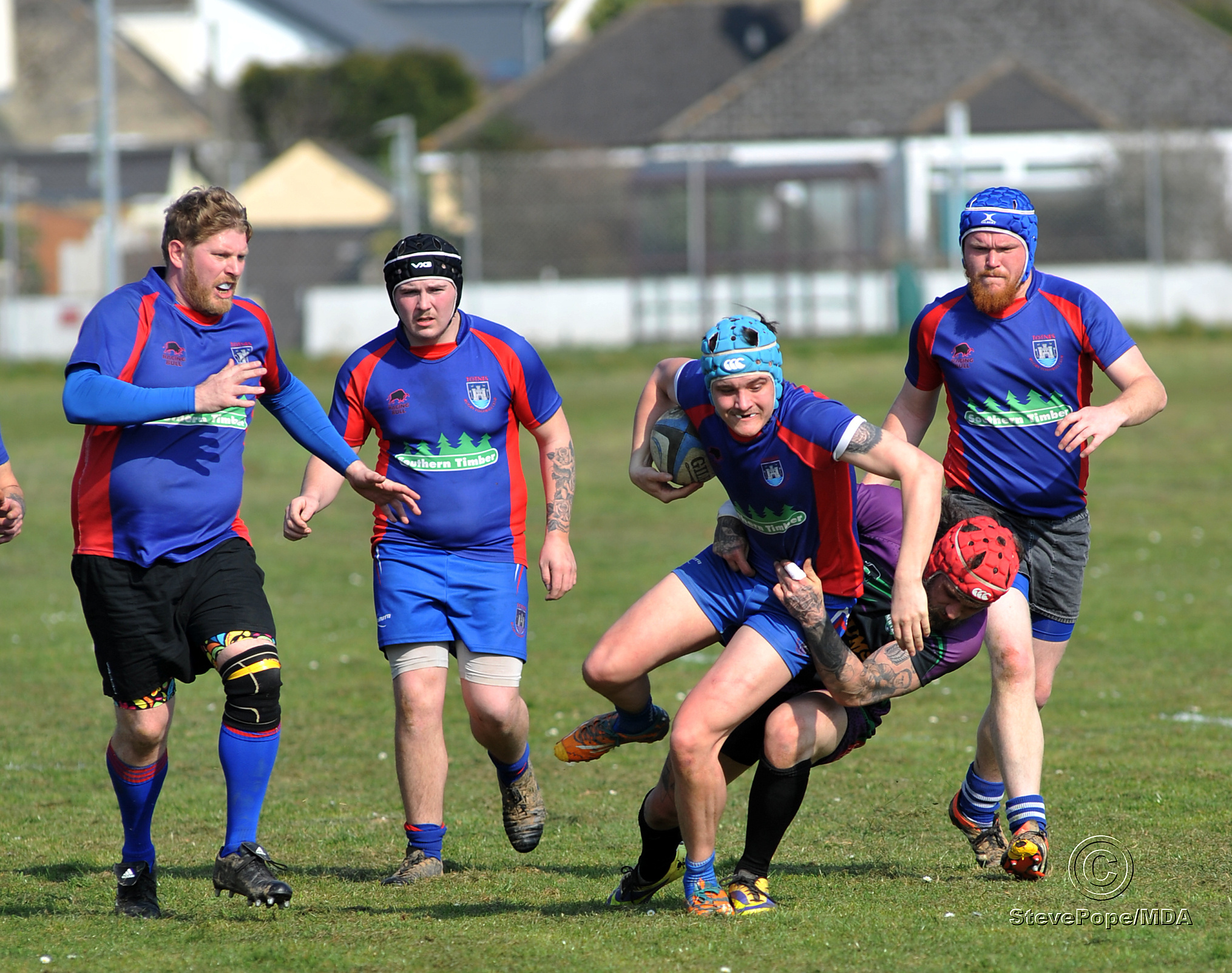 Action from the match between New Cross and Totnes on Saturday – which ended in a shock 21-19 win for the South Hams side.