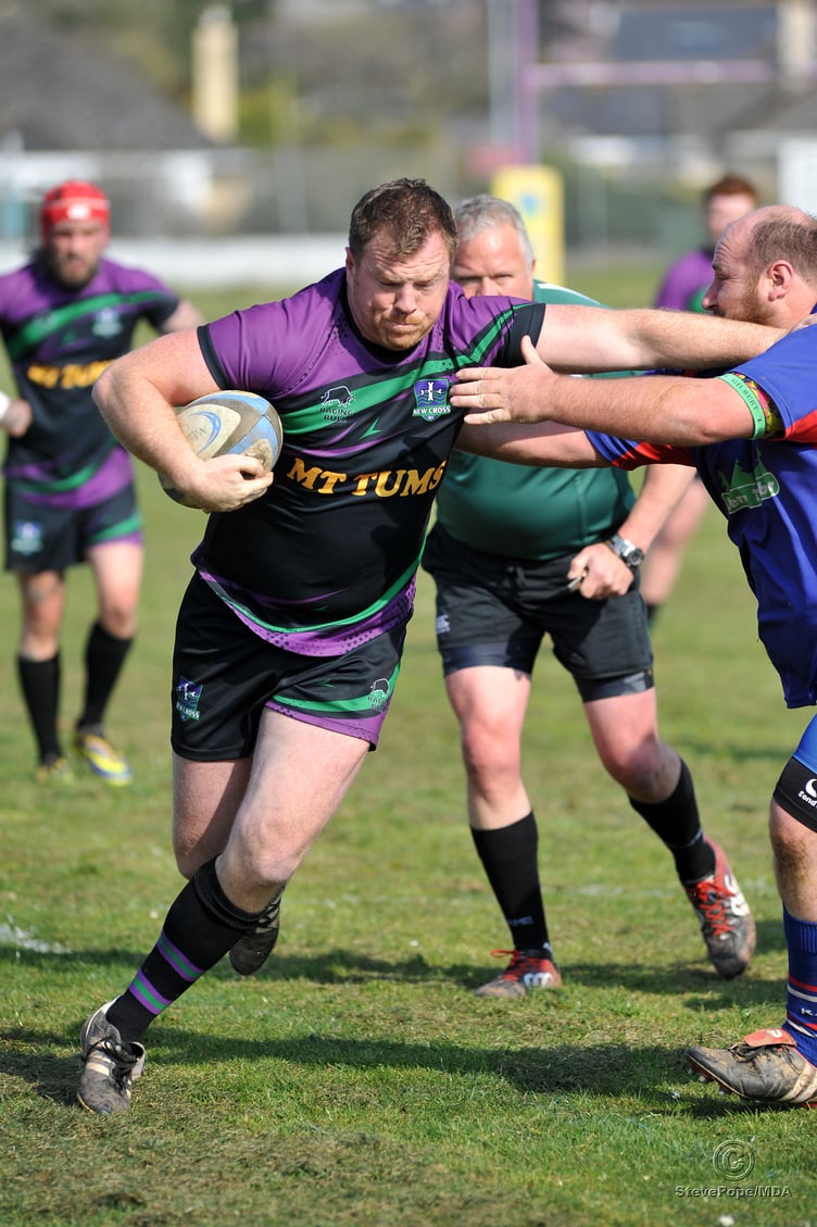 Action from the match between New Cross and Totnes on Saturday – which ended in a shock 21-19 win for the South Hams side.