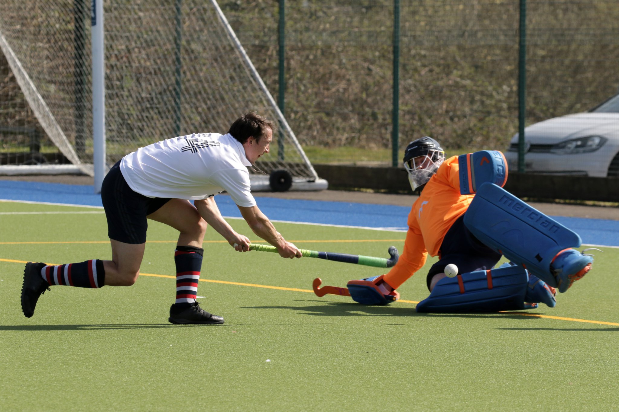 Jonny Groves slots the first goal past the keeper