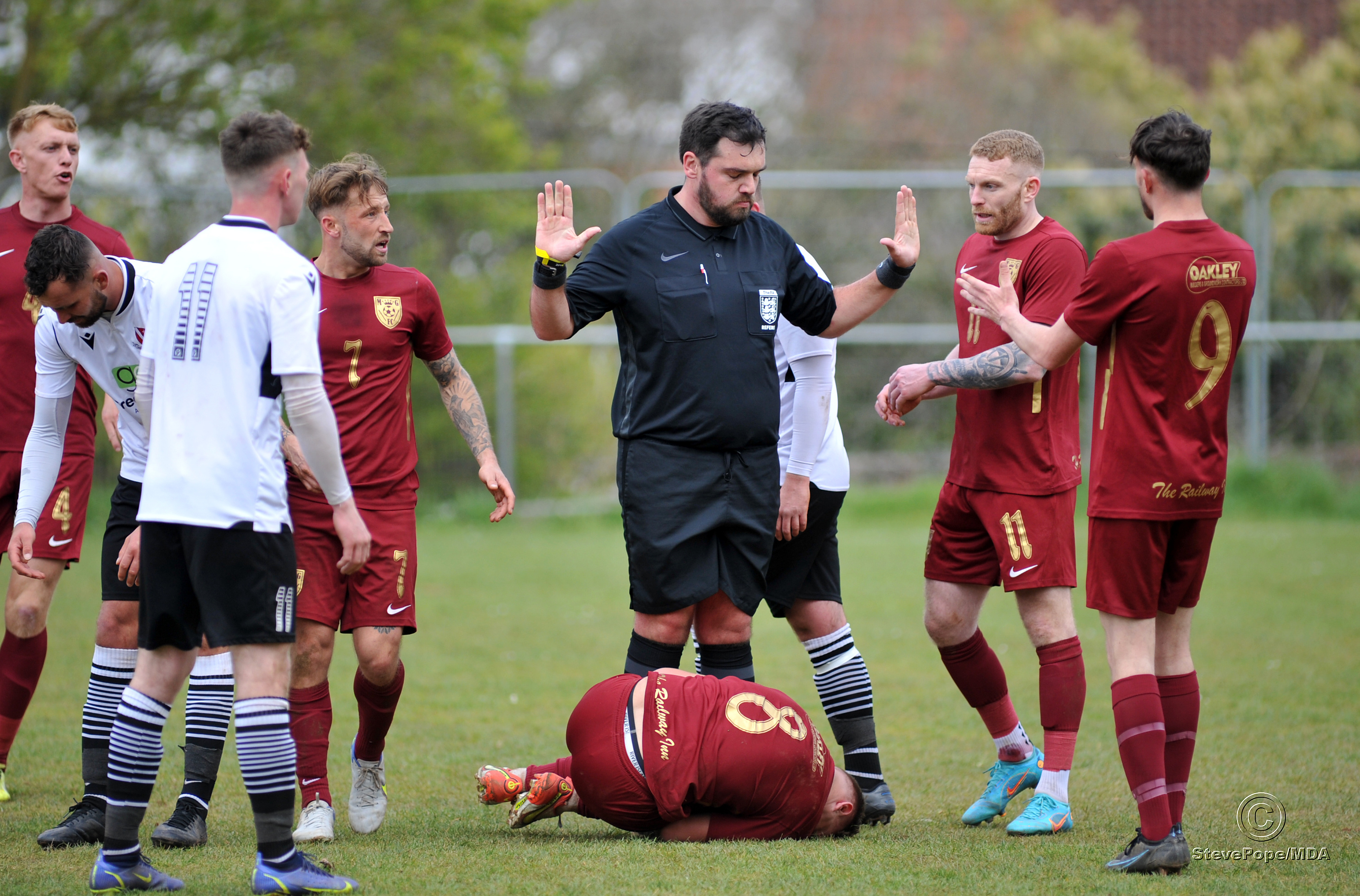 Action from the top of the table Devon Football League South & West clash between Teignmouth and Mount Gould last Saturday. (Steve Pope/MDA)
