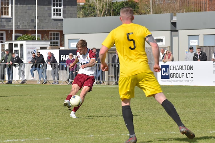 Ben Beachop fires home Farnham's second