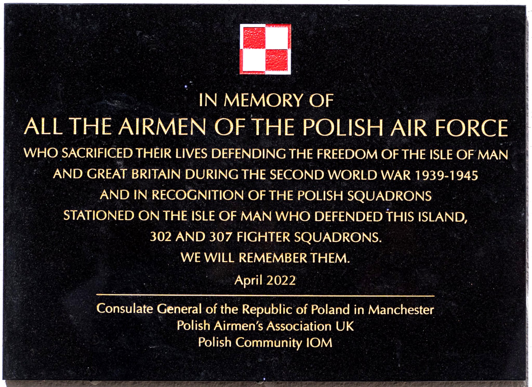 The unveiling of a commemorative plaque in the Centenary Gardens, Douglas, to the airmen of the Polish Air Force in the Second World War -