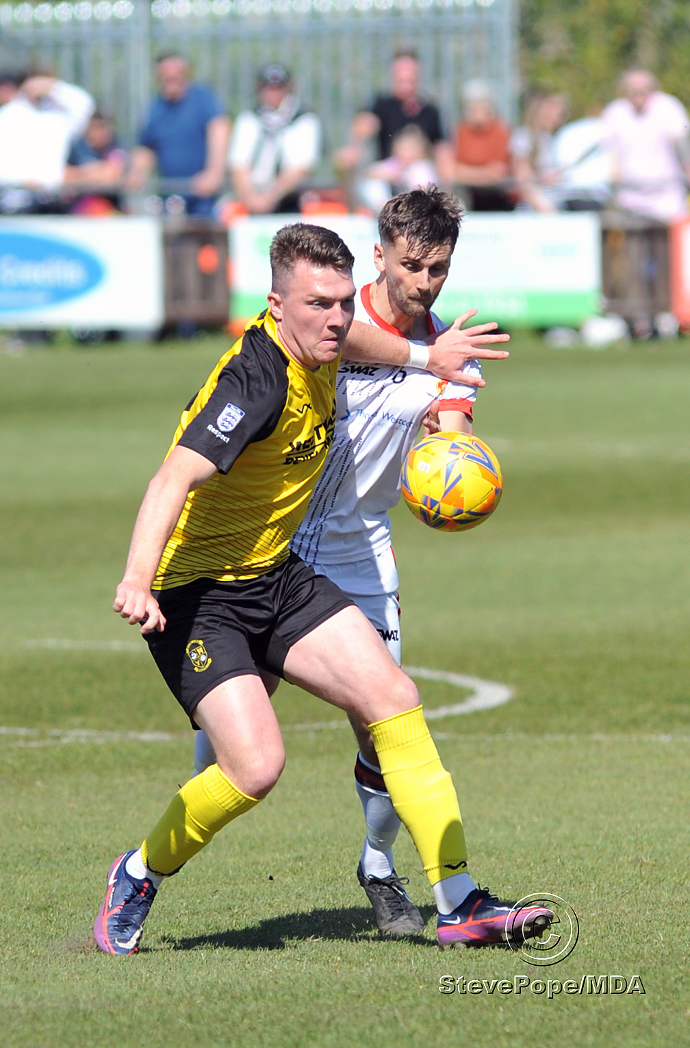 Action from Buckland Athletic’s hard-fought 0-0 draw at home to Tavistock on Good Friday.